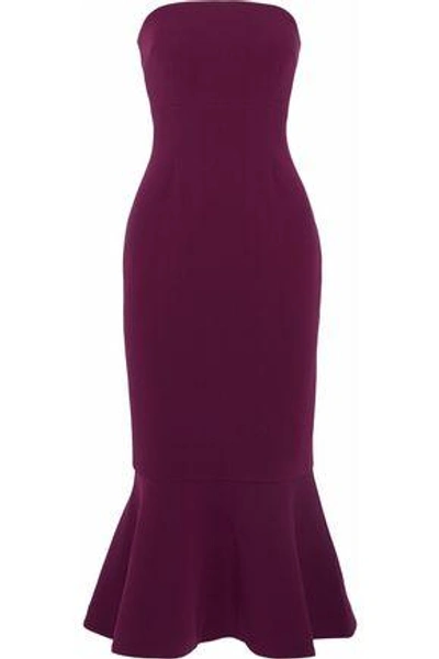 Shop Cinq À Sept Woman Strapless Fluted Crepe Midi Dress Violet