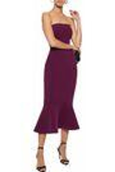 Shop Cinq À Sept Woman Strapless Fluted Crepe Midi Dress Violet