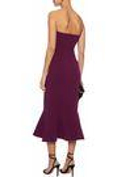 Shop Cinq À Sept Woman Strapless Fluted Crepe Midi Dress Violet