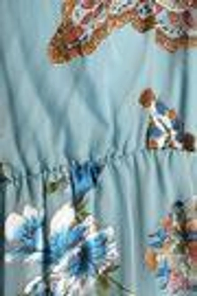 Shop Alice And Olivia Woman Off-the-shoulder Printed Crepe De Chine Mini Dress Light Blue