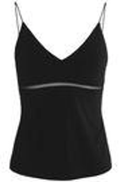 Shop Alice And Olivia Woman Mesh-trimmed Stretch-knit Camisole Black