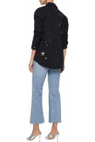 Shop Cinq À Sept Embroidered Denim Jacket In Black