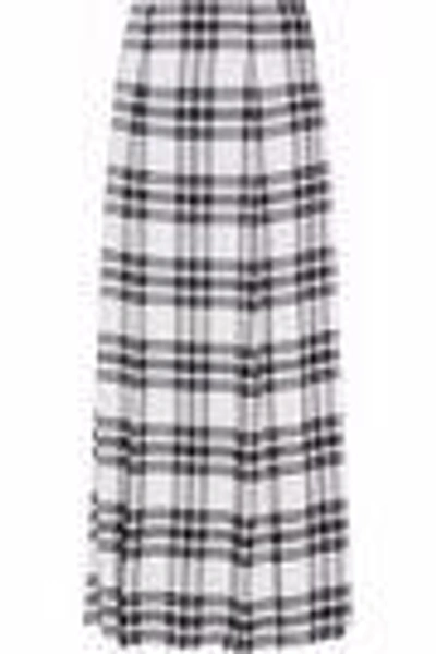 Shop Alice And Olivia Woman Athena Checked Twill Maxi Skirt Off-white