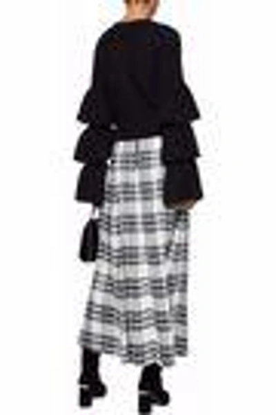 Shop Alice And Olivia Woman Athena Checked Twill Maxi Skirt Off-white