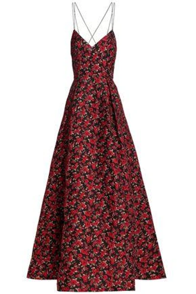 Shop Alice And Olivia Woman Open-back Brocade Gown Red