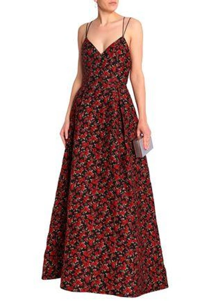 Shop Alice And Olivia Woman Open-back Brocade Gown Red