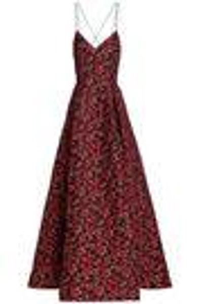 Shop Alice And Olivia Woman Open-back Brocade Gown Red