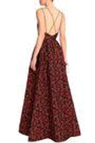 Shop Alice And Olivia Woman Open-back Brocade Gown Red