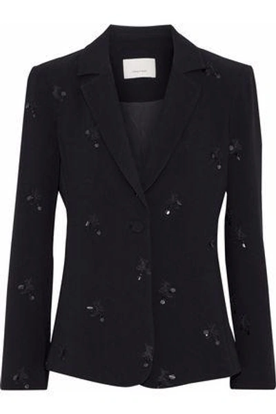 Shop Cinq À Sept Woman Inez Embellished Crepe Blazer Black