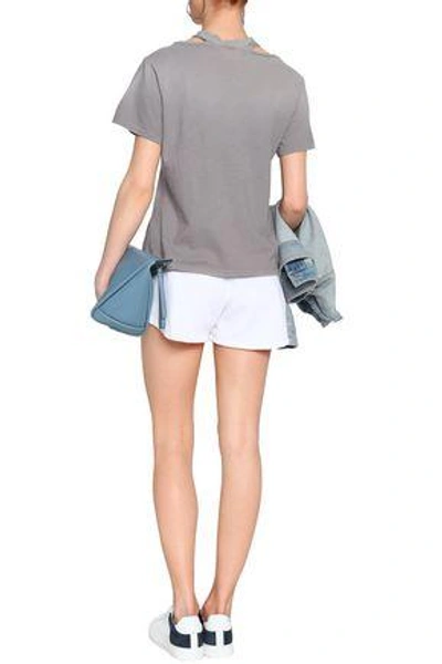 Shop Lna Woman Cutout Dégradé Slub Cotton-jersey T-shirt Mushroom