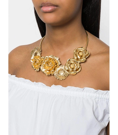 Shop Aurelie Bidermann Gold Selena Statement Flower Necklace