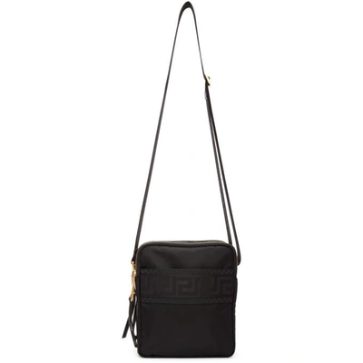 Shop Versace Black Greek Cross Messenger Bag In K41ot Black