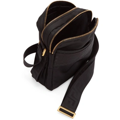 Shop Versace Black Greek Cross Messenger Bag In K41ot Black