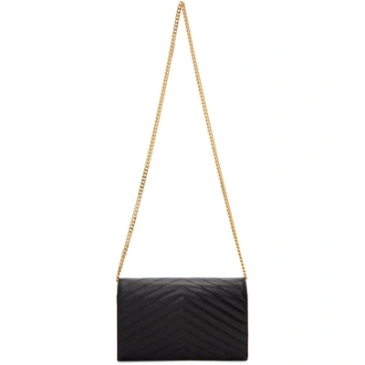 Shop Saint Laurent Black Medium Wallet Shoulder Bag In 1000 Black