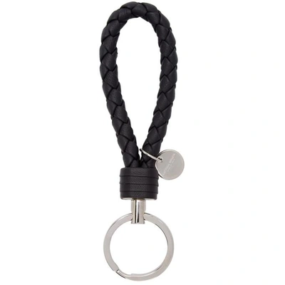 Shop Bottega Veneta Black Intrecciato Keychain In 4014tourmal