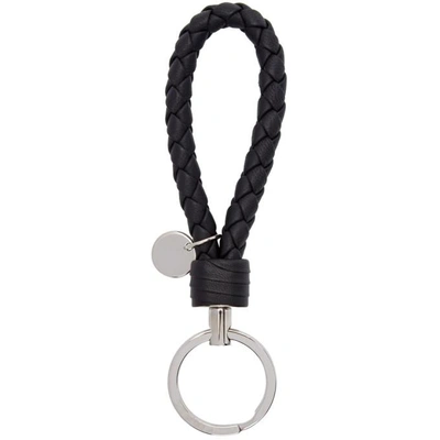 Shop Bottega Veneta Black Intrecciato Keychain In 4014tourmal