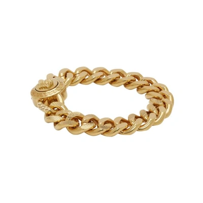 Shop Versace Gold Chunky Chain Medusa Bracelet In Kot Gold