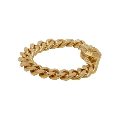 Shop Versace Gold Chunky Chain Medusa Bracelet In Kot Gold