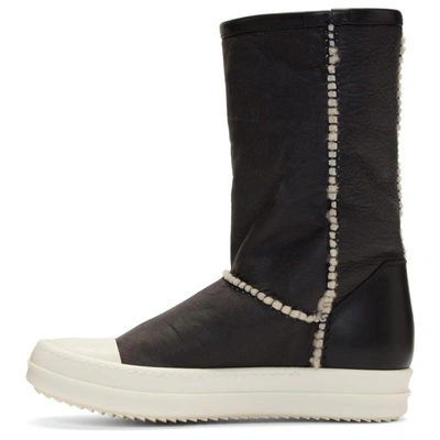 Shop Rick Owens Black Shearling Boots In 921 Black