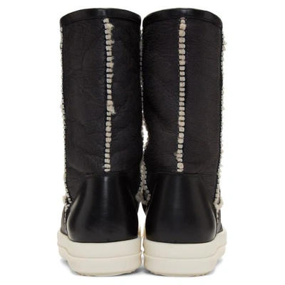 Shop Rick Owens Black Shearling Boots In 921 Black