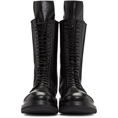 Shop Rick Owens Black Lace-up Creeper Boots In 09 Black