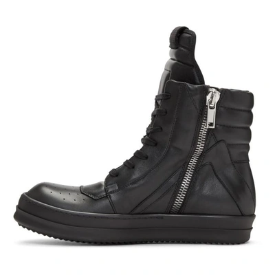 Shop Rick Owens Black Geobasket High-top Sneakers In 999 Blblbl