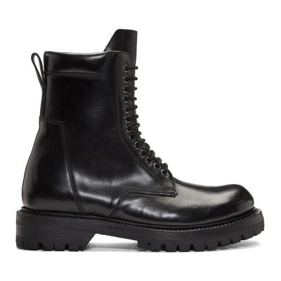 Shop Rick Owens Black Leather Low Army Boots In 09 Black
