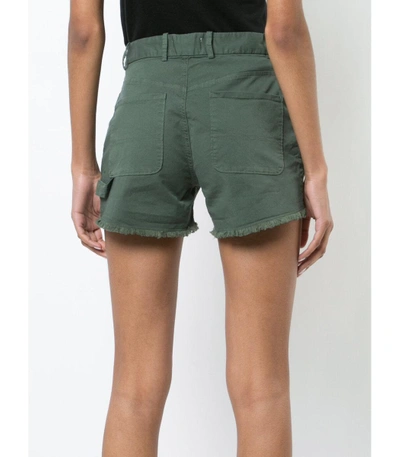 Shop Nili Lotan Army Green Raw Hem Denim Shorts