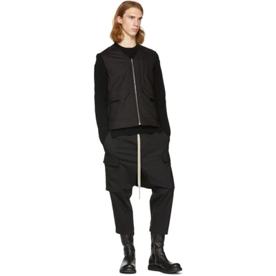 Shop Rick Owens Black Cargo Waistcoat