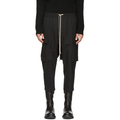 Shop Rick Owens Black Cropped Cargo Pants In 09 Black