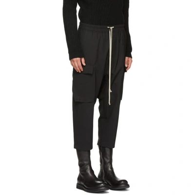 Shop Rick Owens Black Cropped Cargo Pants In 09 Black