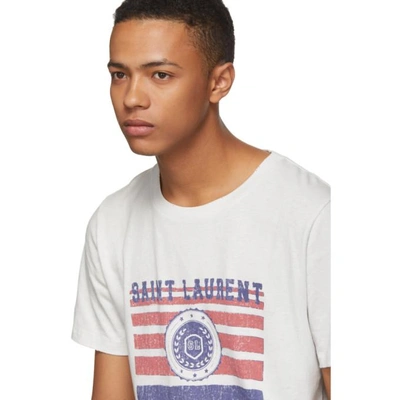 Shop Saint Laurent White Flag Logo T-shirt In 9730drtywht