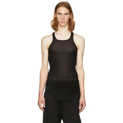 Shop Rick Owens Black Basic Silk Rib Tank Top