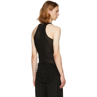 Shop Rick Owens Black Basic Silk Rib Tank Top