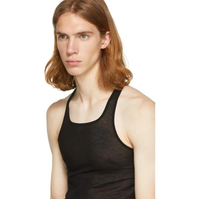 Shop Rick Owens Black Basic Silk Rib Tank Top