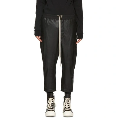 Shop Rick Owens Black Leather Astaires Trousers In 09 Black