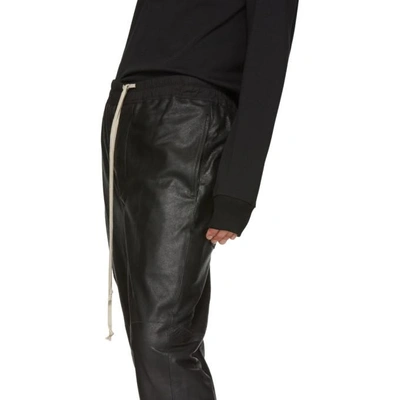 Shop Rick Owens Black Leather Astaires Trousers In 09 Black