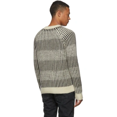 Shop Saint Laurent Black And White Vertical Stripe Sweater In 1095 Black