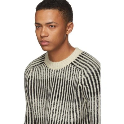 Shop Saint Laurent Black And White Vertical Stripe Sweater In 1095 Black