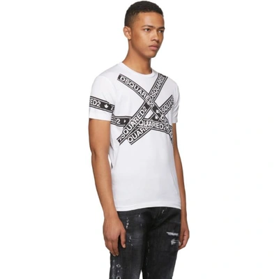 Dsquared2 Logo Tape Printed Cotton Jersey T-shirt In White | ModeSens