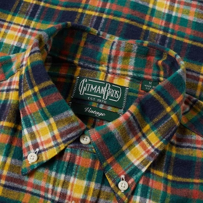 Shop Gitman Vintage Plaid Flannel Shirt In Green