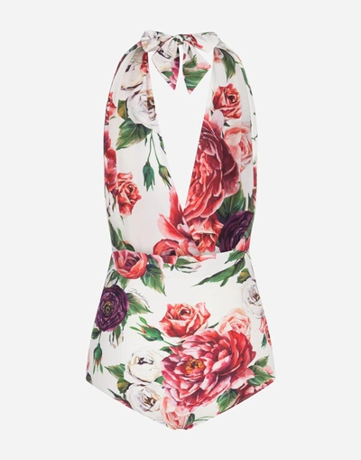 Shop Dolce & Gabbana Printed One-piece Swimsuit In Floral Print