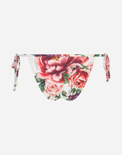 Shop Dolce & Gabbana Printed Bikini With Triangle Bikini Top In Floral Print