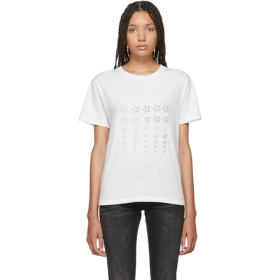 Shop Saint Laurent White Stars Logo T-shirt In 9744 Natura