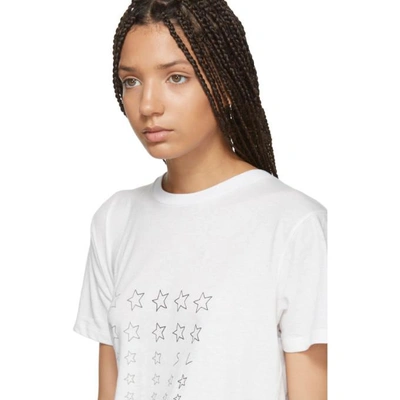 Shop Saint Laurent White Stars Logo T-shirt In 9744 Natura