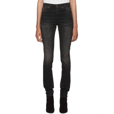 Shop Saint Laurent Black Mid-rise Skinny Jeans In 1062 Black