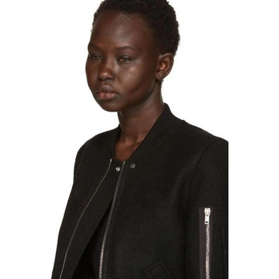 Shop Rick Owens Black Wool Flight Bomber Jacket In 09 Black