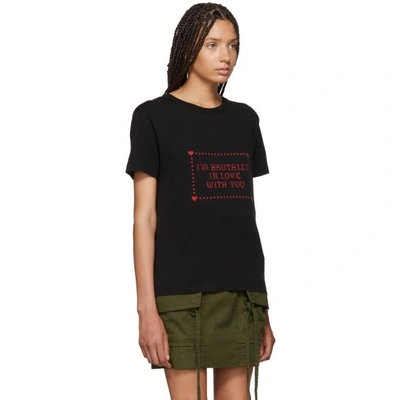 Shop Saint Laurent Black Im Brutally In Love With You T-shirt In 1076 Black