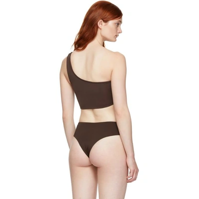 Shop Myraswim Brown Ford Single-shoulder Bikini Top In Chocolate