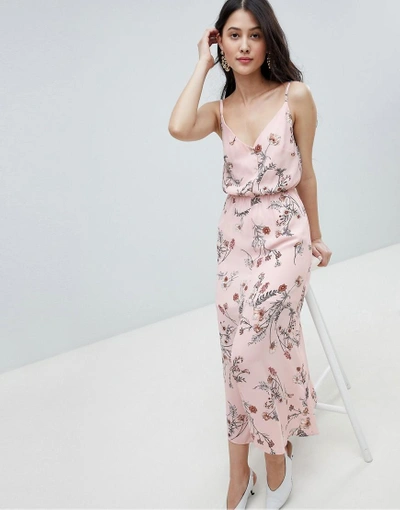 Shop Oh My Love Buttoned Cami Maxi Dress In Floral Print-pink
